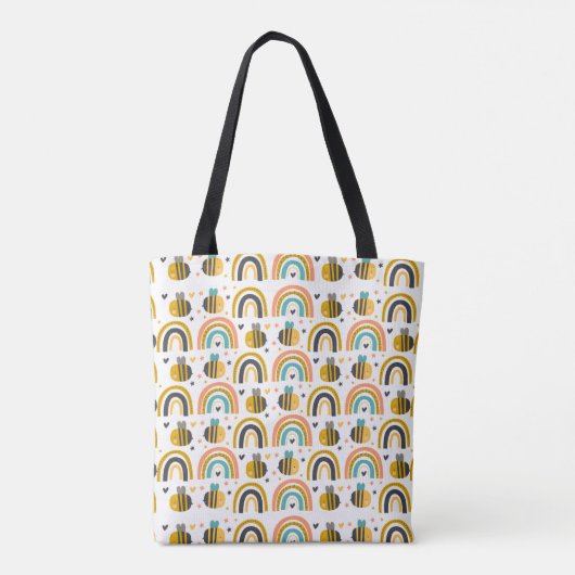 Cute Bumble Bee and Rainbows Pattern Draagtas (Achterkant)