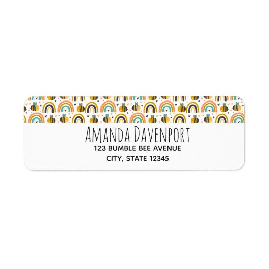 Cute Bumble Bee and Rainbows Pattern Etiket (Voorkant)