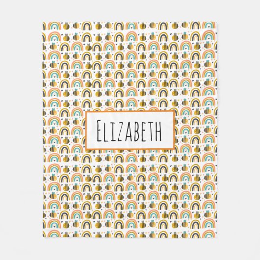 Cute Bumble Bee and Rainbows Pattern Fleece Deken (Voorkant)