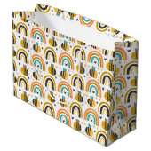 Cute Bumble Bee and Rainbows Pattern Groot Cadeauzakje (Achterkant Gekanteld)