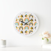 Cute Bumble Bee and Rainbows Pattern Grote Klok (Huis)