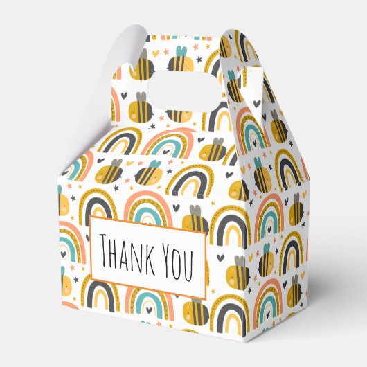 Cute Bumble Bee and Rainbows Pattern Hartelijk dan Bedankdoosjes (Voorkant Zijde)