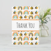 Cute Bumble Bee and Rainbows Pattern Hartelijk dan Bedankkaart (Staand voorkant)