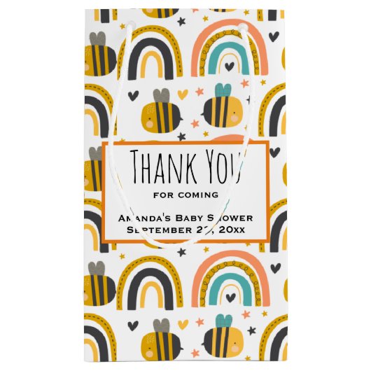 Cute Bumble Bee and Rainbows Pattern Hartelijk dan Klein Cadeauzakje (Achterkant)