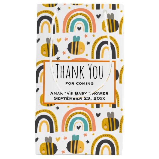 Cute Bumble Bee and Rainbows Pattern Hartelijk dan Klein Cadeauzakje (Voorkant)