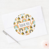 Cute Bumble Bee and Rainbows Pattern Hartelijk dan Ronde Sticker (Envelop)