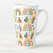Cute Bumble Bee and Rainbows Pattern Latte Mok (Rechts)