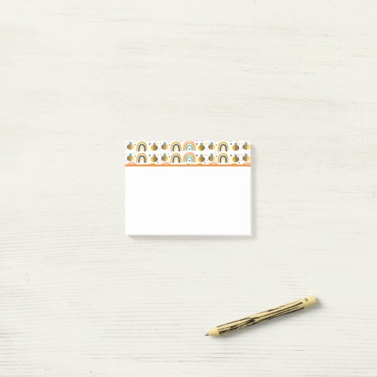 Cute Bumble Bee and Rainbows Pattern Post-it® Notes (Op bureau)