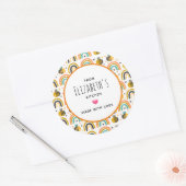 Cute Bumble Bee and Rainbows Pattern Ronde Sticker (Envelop)