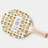 Cute Bumble Bee and Rainbows Pattern Tafeltennisbatje (Zijkant)