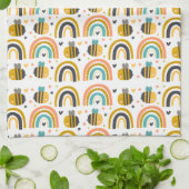 Cute Bumble Bee and Rainbows Pattern Theedoek (Gevouwen)