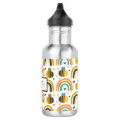 Cute Bumble Bee and Rainbows Pattern Waterfles (Rechts)