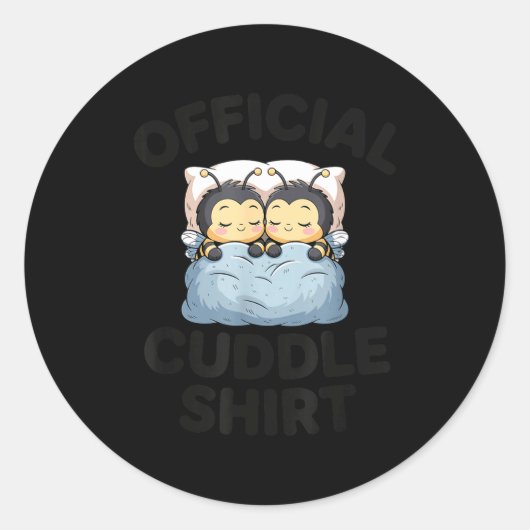 Cute Bumble Bee Couple Cuddle  Ronde Sticker (Voorkant)