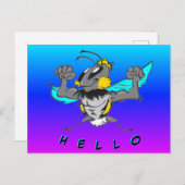 Cute Bumble Bee Cust. Briefkaart 'Hallo' tekst (Voorkant / Achterkant)