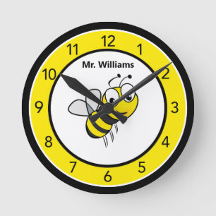 Cute Bumble Bee Custom Ronde Klok