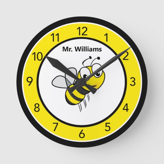 Cute Bumble Bee Custom Ronde Klok (Voorkant)