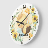Cute Bumble Bee en Sunflower Grote Klok (Hoek)