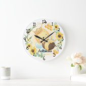 Cute Bumble Bee en Sunflower Grote Klok (Huis)