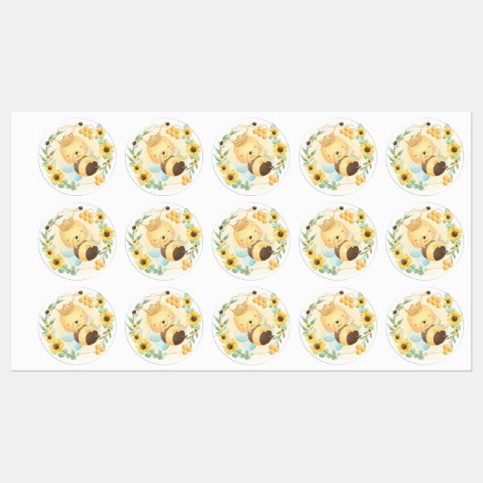 Cute Bumble Bee en Sunflower Labels (Vel)