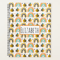 Cute Bumble Bee et Rainbows Motif