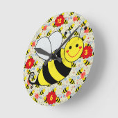 Cute Bumble Bee met Nummers Ronde Klok (Hoek)