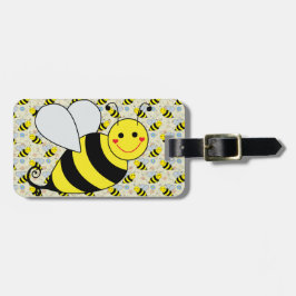 Cute Bumble Bee met Pattern Bagagelabel