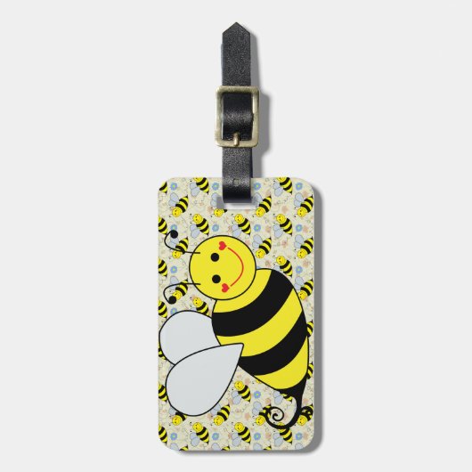 Cute Bumble Bee met Pattern Bagagelabel (Voorkant verticaal)