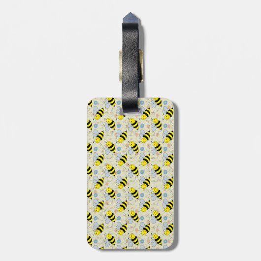 Cute Bumble Bee met Pattern Bagagelabel (Achterkant verticaal)