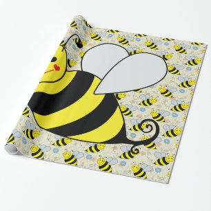 Cute Bumble Bee met Pattern Cadeaupapier