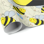 Cute Bumble Bee met Pattern Cadeaupapier (Rol Hoek)
