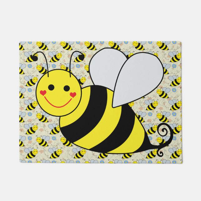 Cute Bumble Bee met Pattern Deurmat (Voorkant)