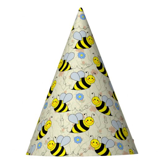 Cute Bumble Bee met Pattern Feesthoedjes (Voorkant)