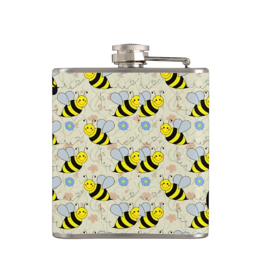 Cute Bumble Bee met Pattern Heupfles (Achterkant)