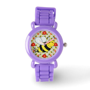 Cute Bumble Bee met Pattern Horloge