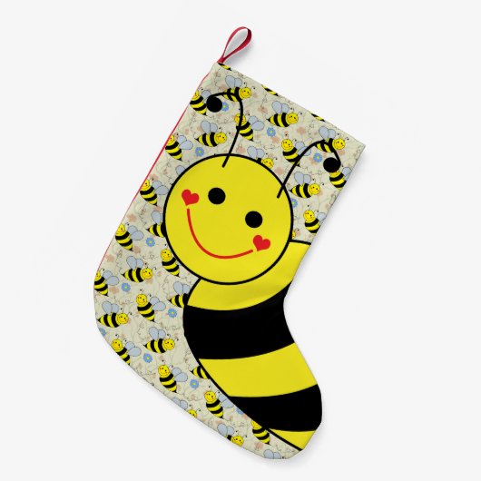 Cute Bumble Bee met Pattern Kleine Kerstsok (Voorkant (Hangend))