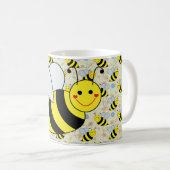 Cute Bumble Bee met Pattern Koffiemok (Voorkant rechts)
