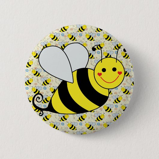 Cute Bumble Bee met Pattern Ronde Button 5,7 Cm (Voorkant)