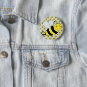 Cute Bumble Bee met Pattern Ronde Button 5,7 Cm (In situ)