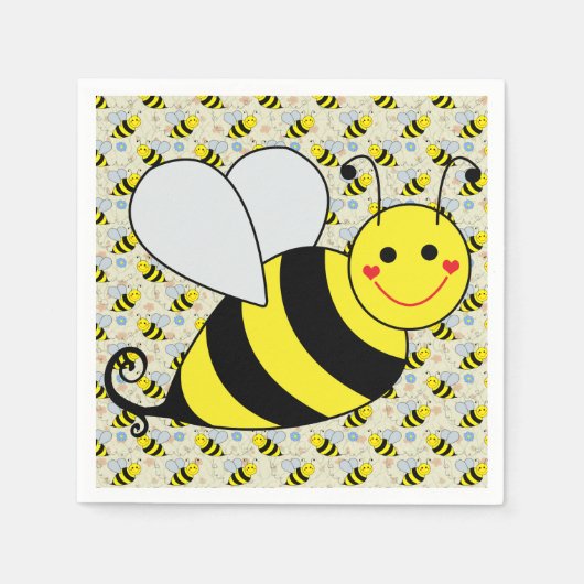 Cute Bumble Bee met Pattern Servetten (Voorkant)