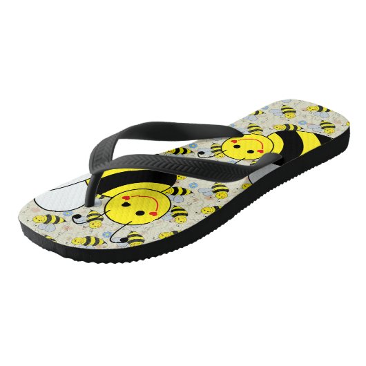 Cute Bumble Bee met Pattern Teenslippers (Schuin)