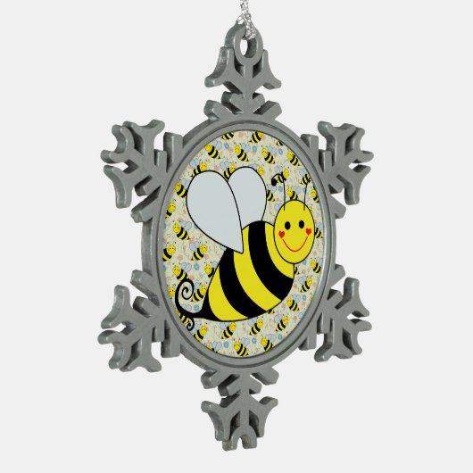 Cute Bumble Bee met Pattern Tin Sneeuwvlok Ornament (Links)