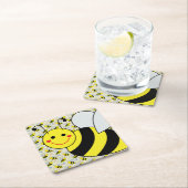Cute Bumble Bee met Pattern Vierkante Kartonnen Onderzetter (Insitu)