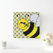 Cute Bumble Bee met Pattern Vierkante Klok (Huis)