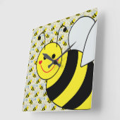 Cute Bumble Bee met Pattern Vierkante Klok (Hoek)
