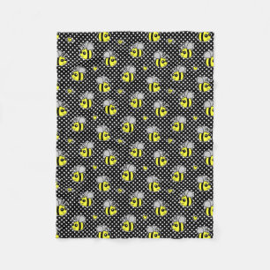 Cute Bumble Bee Pattern Black Fleece Deken
