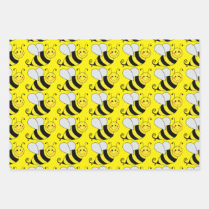 Cute Bumble Bee Pattern   Geel Inpakpapier Vel