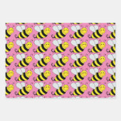 Cute Bumble Bee Pattern | Kleurrijk Inpakpapier Vel (Voorkant 3)
