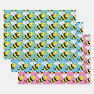 Cute Bumble Bee Pattern   Kleurrijk Inpakpapier Vel