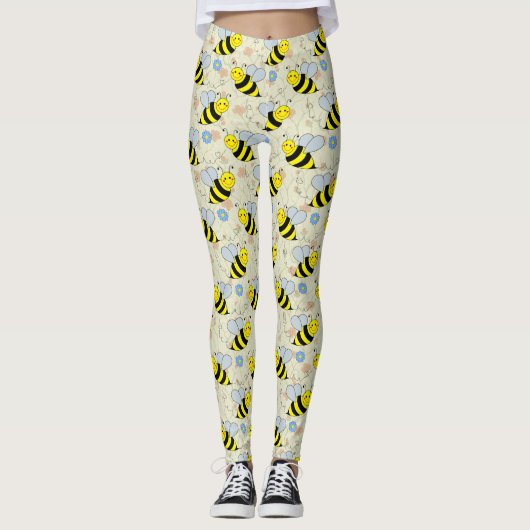 Cute Bumble Bee Pattern Leggings (Voorkant)