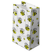 Cute Bumble Bee Pattern White Klein Cadeauzakje (Achterkant Gekanteld)
